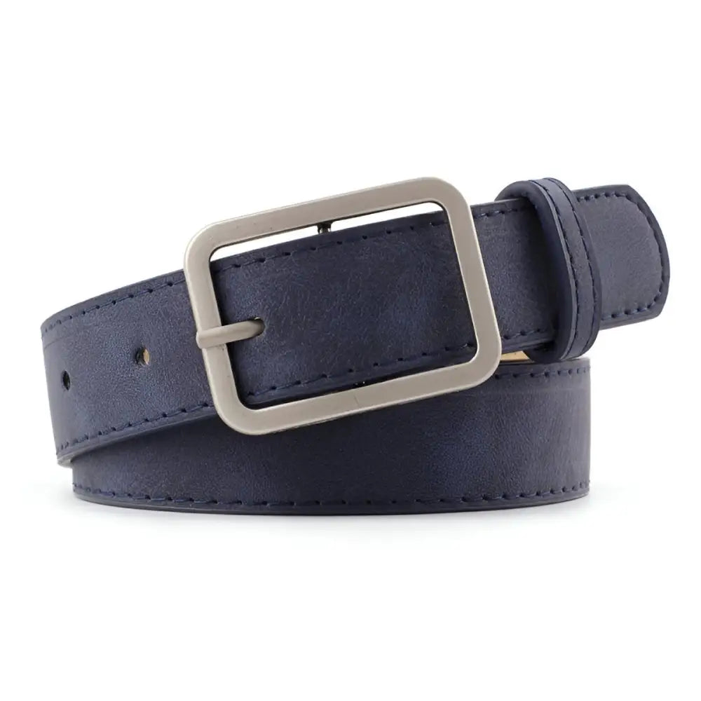 Navy blue leather belt with silver buckle from Assorted Leather Belts collection