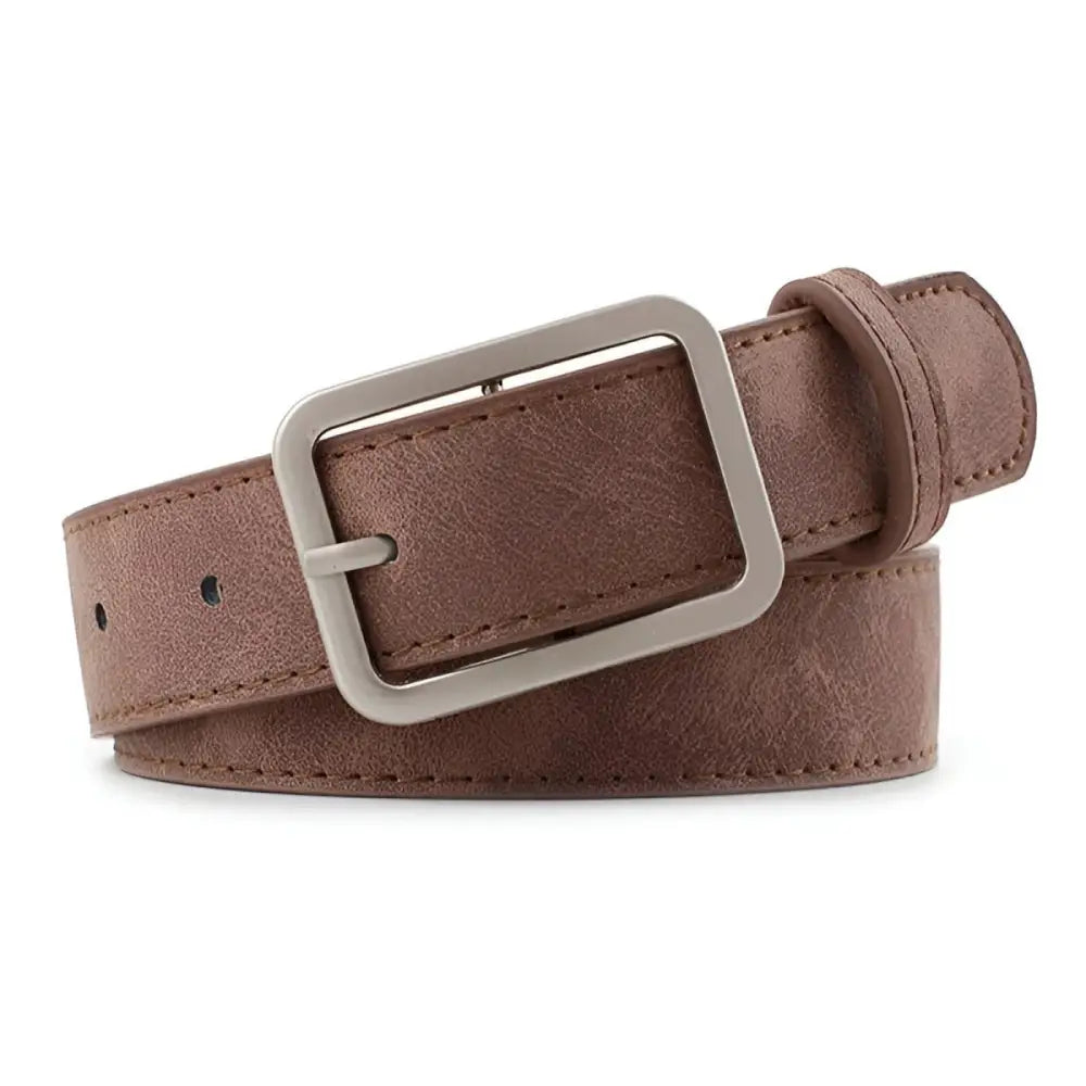 Brown leather belt with silver buckle from Assorted Leather Belts with Silver Buckles