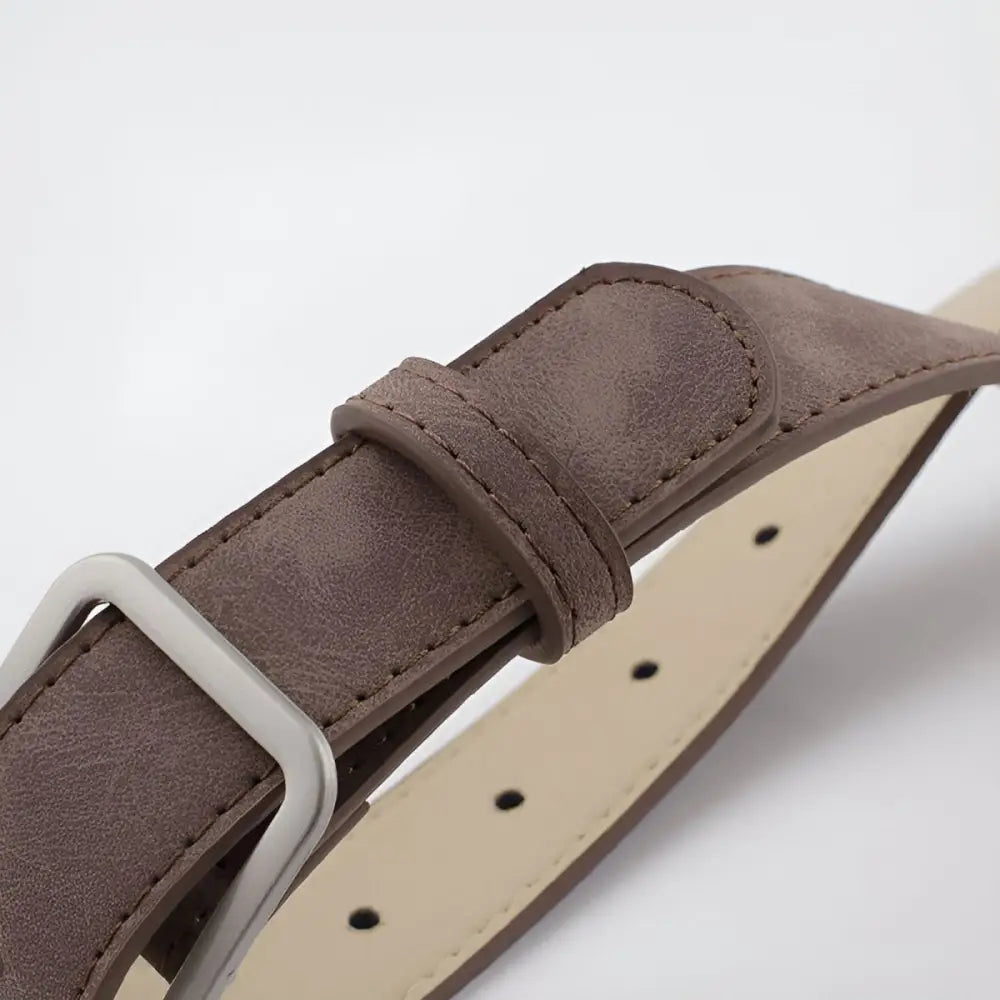 Brown leather belt with a silver buckle from Assorted Leather Belts with Silver Buckles product collection