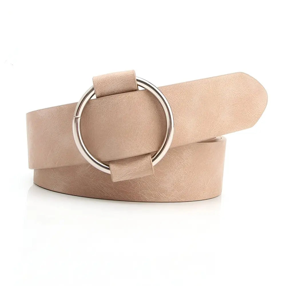 Beige leather belt with silver ring buckle from Taupe and Brown Belts collection