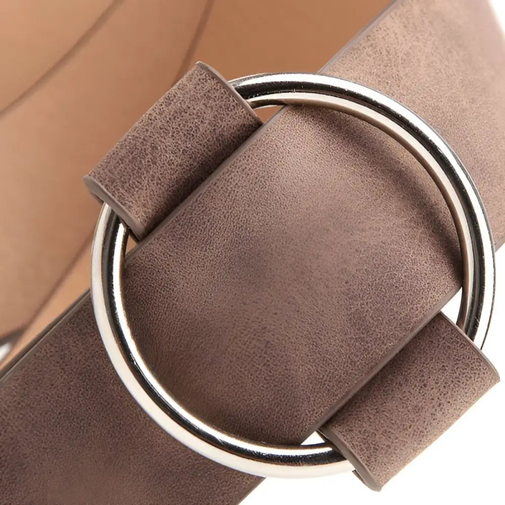 Taupe belt with silver ring buckle from Taupe and Brown Belts with Silver or Circular Buckles collection