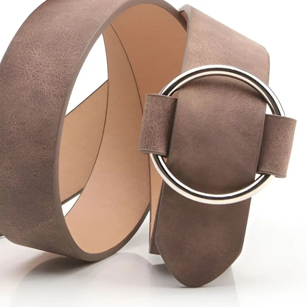 Taupe belt with circular buckle from Taupe and Brown Belts collection