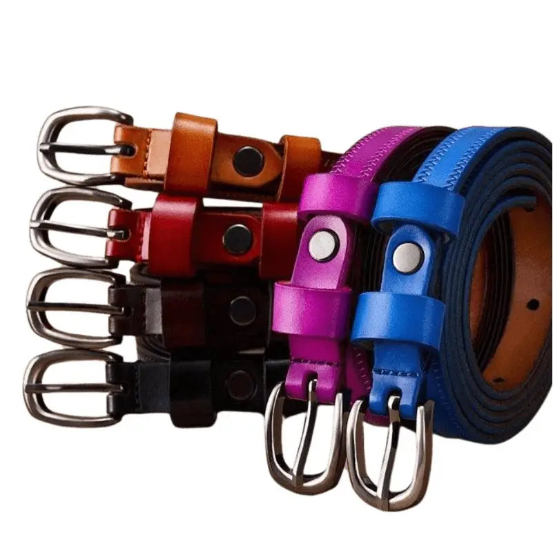 Seianthi belt assorted colorful leather belts with zigzag stitching display