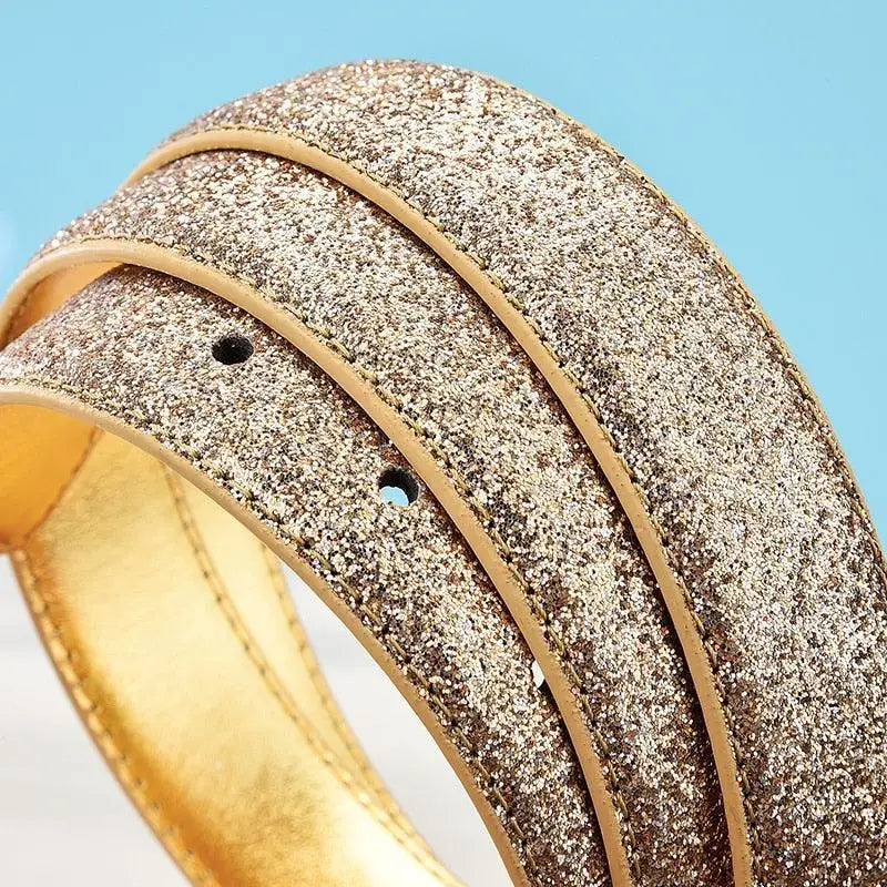 Sparkly gold belt with gold buckle from Sparkly Silver and Gold Belts collection
