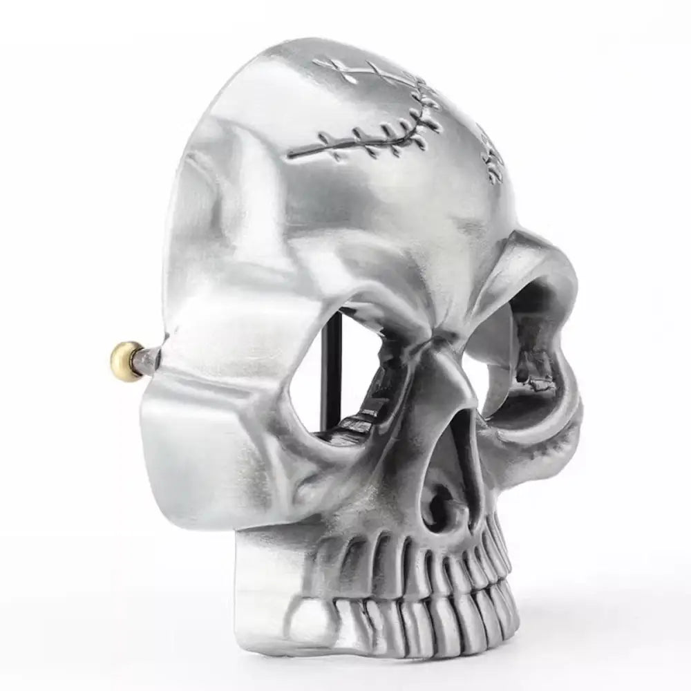 Metal skull with stitches on Black Leather Belt with Skull Buckle for stylish belt offers