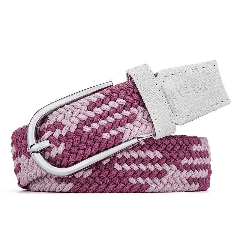 Braided pink and purple belt accessory for denim and casual outfits