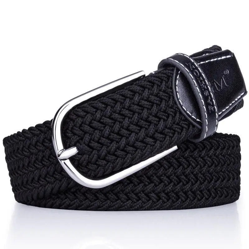 Elegant Telica Belt featuring a braided black leather design with silver buckle