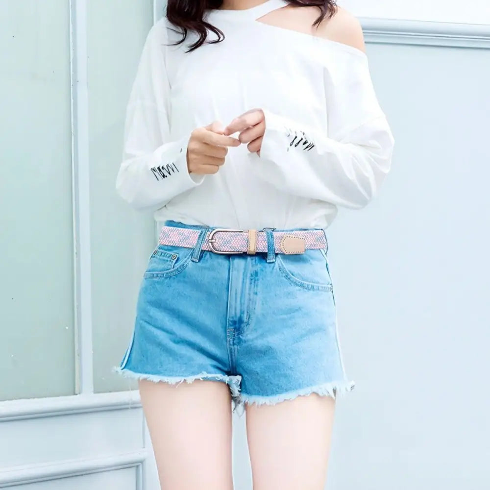 Elegant Telica Belt Collection featuring a pink woven belt for women