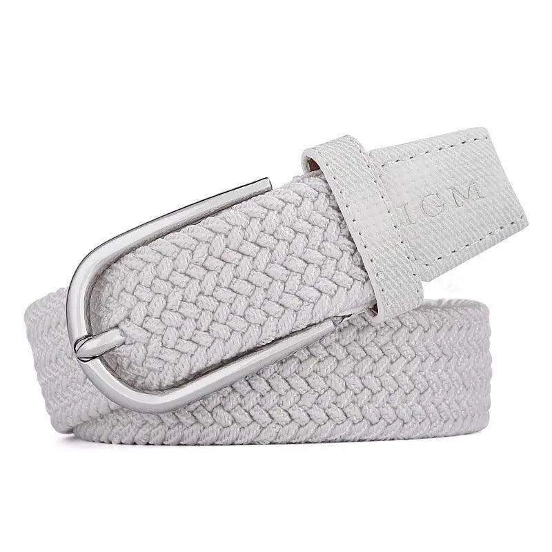 Elegant Telica belt with braided white design and silver buckle for stylish wear