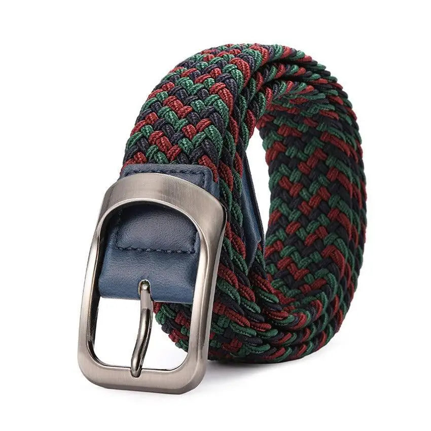 Set of four braided elastic belts with metal buckles for versatile fashion accessories