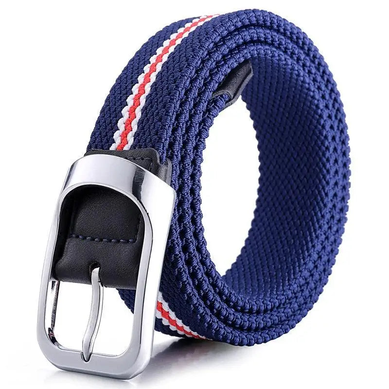 Blue elastic braided belt with silver buckle from Assorted Elastic Braided Belts collection