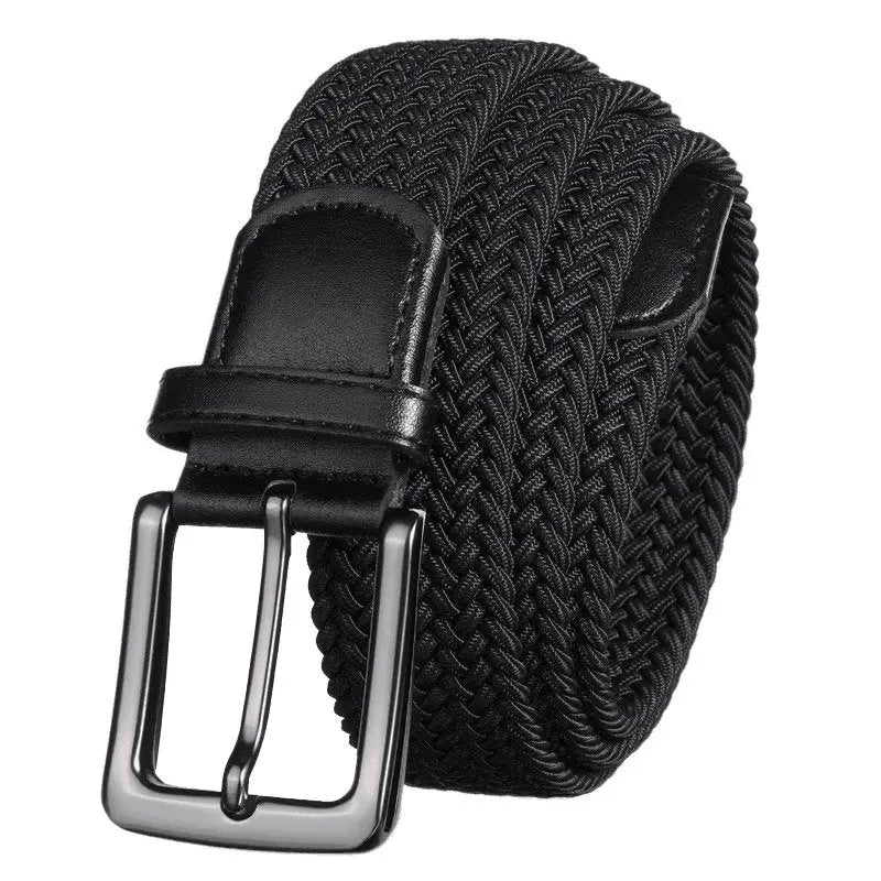Kameron elastic braided belt for men and women, durable black elastic braided design