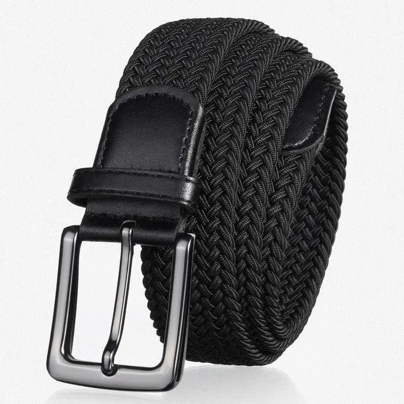 Kameron Elastic Braided Belt for Men and Women, Black Elastic Braided Belt