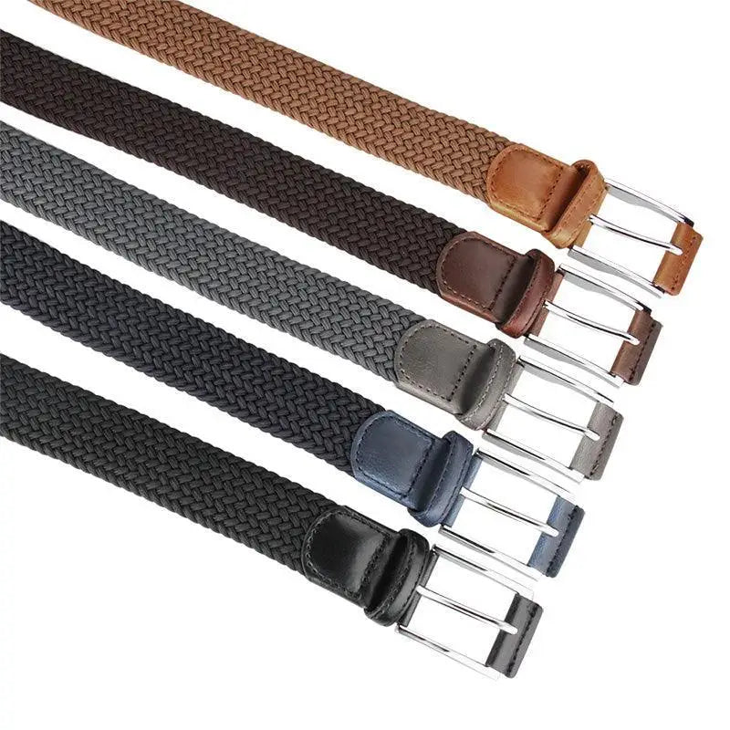 Oscar Model Elastic Braided Belts with Leather Accents in Brown and Olive