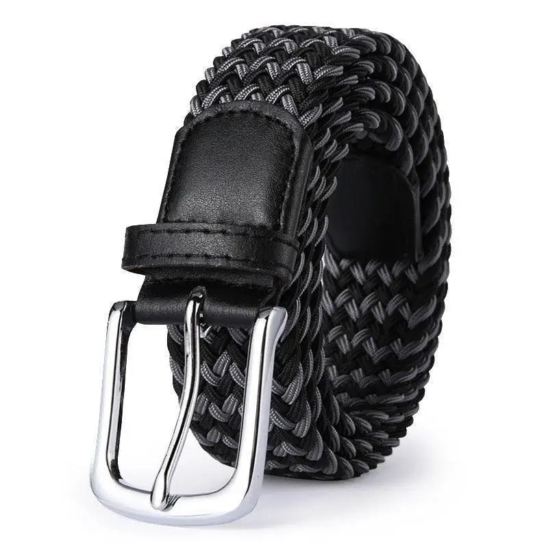 William Belt in braided black and gray with silver buckle for stylish men’s fashion