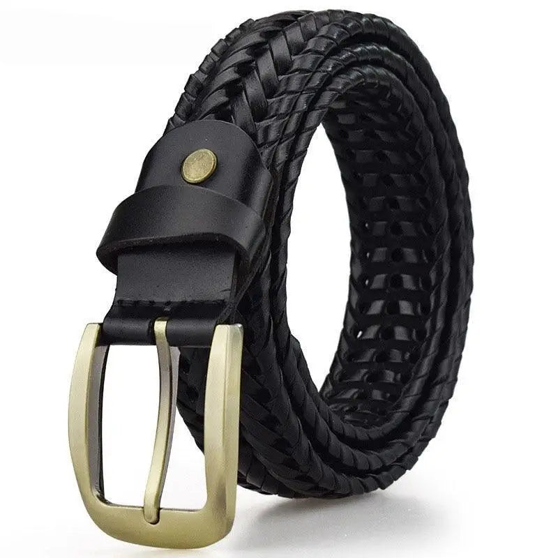 Nikoloz Belt Braided Leather with Brass Buckle for Men suitable for stylish outfits