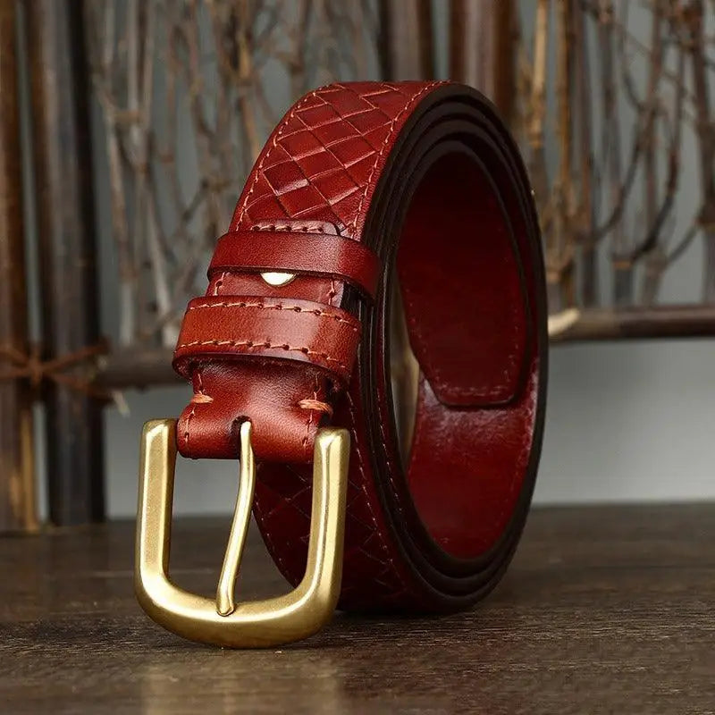 Romuald braided leather belt with gold buckle for stylish accessories