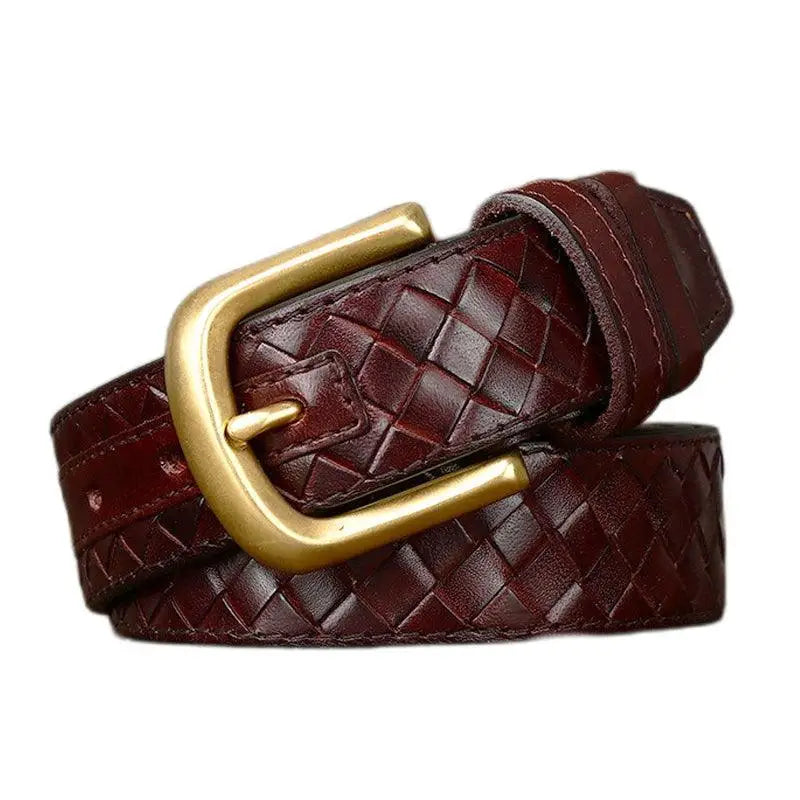 Romuald braided leather belt with gold buckle for stylish accessories