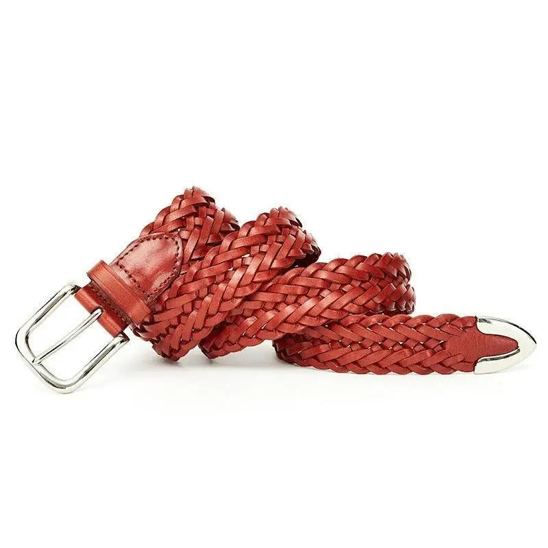 Tobiasz braided leather belt with silver buckle from Tobiasz Braided Leather Collection