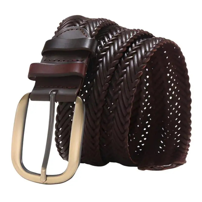 Nancy braided leather belt with brass buckle showcasing stylish braided leather accessory
