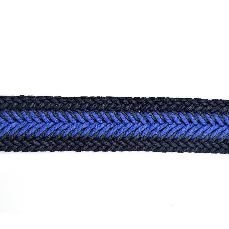 Braided blue and black Tarquin Belt with navy leather and silver buckle for style