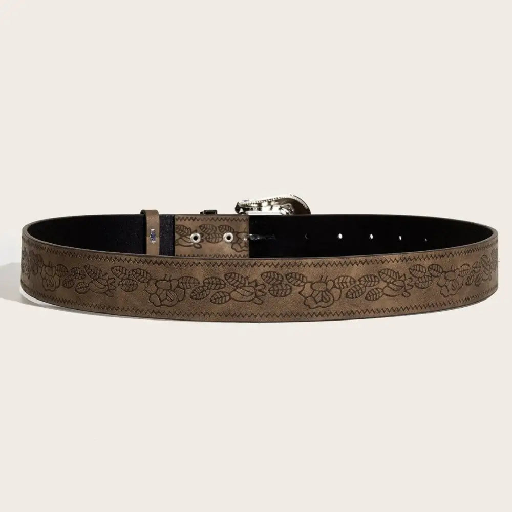 Floral-patterned leather Loway Belt with ornate silver buckle for elegant fashion style