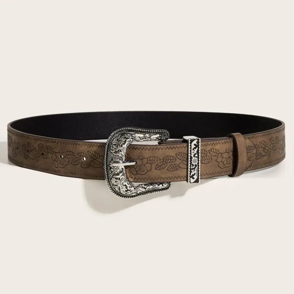 Brown Loway Belt with floral pattern and ornate silver buckle for stylish accessories