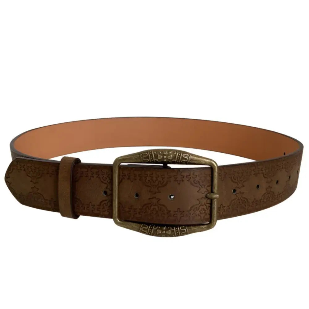 Western leather belt with decorative buckle, stylish accessory for western wear