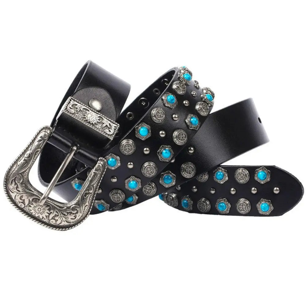 Freda Western Belt with turquoise and silver embellishments showcasing western belt style