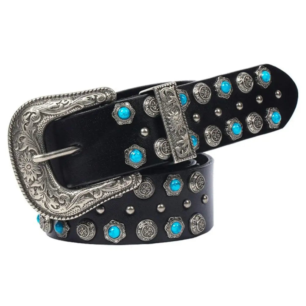 Freda Western Belt with Turquoise and Silver Embellishments, stylish western belt accessory