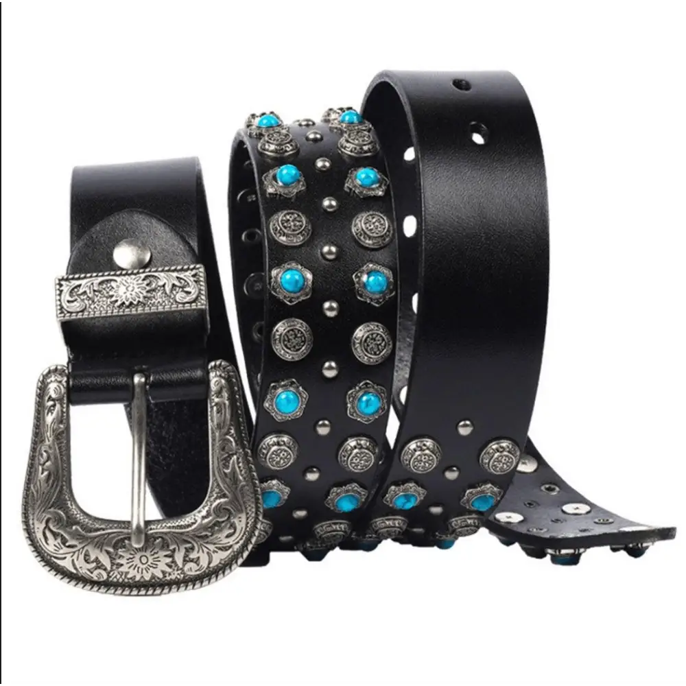 Freda Western Belt with turquoise and silver embellishments, stylish western belt accessory