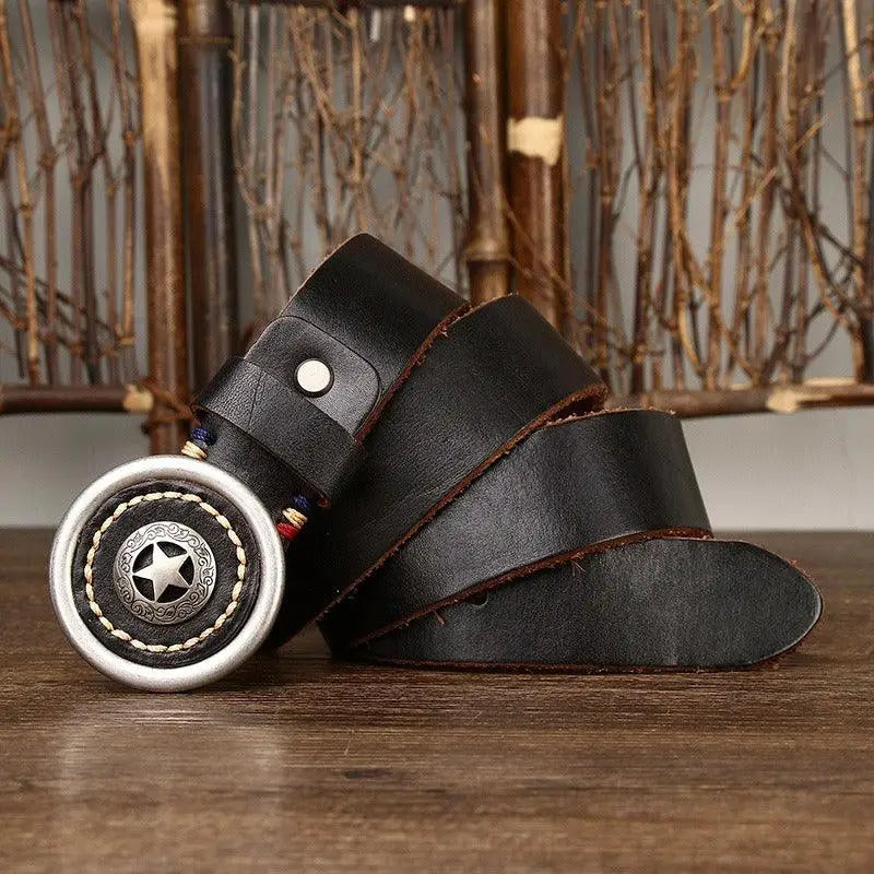 Leather Western Belt with Star Buckle showcasing classic western style and craftsmanship