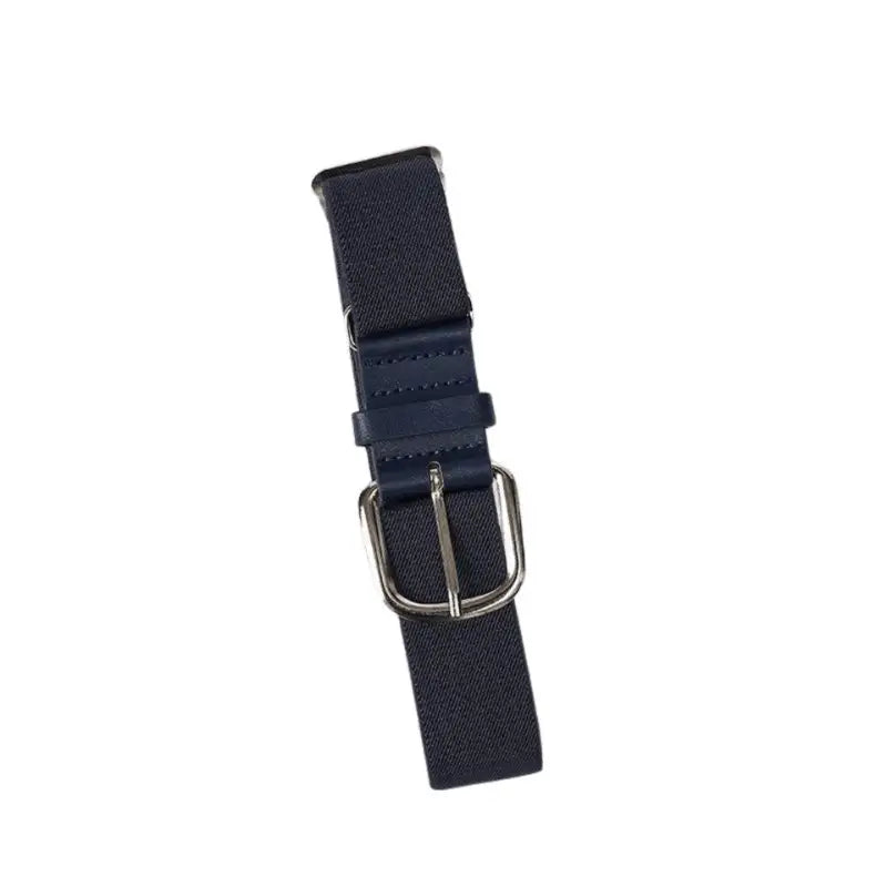 Navy blue elastic belt with silver buckle from Colorful Elastic Belts for Casual Wear