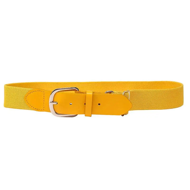 Yellow elastic belt with silver buckle from Colorful Elastic Belts for Casual Wear