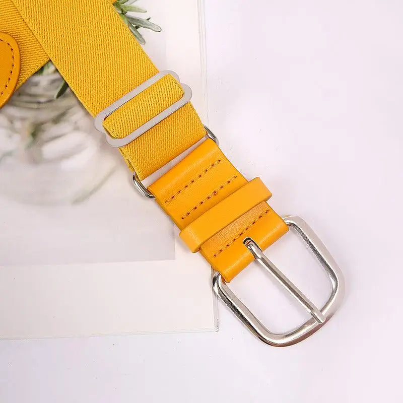 Yellow elastic belt with a silver buckle from the Colorful Elastic Belts with Silver Buckles collection