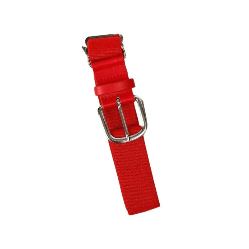 Red elastic belt with metal silver buckle from Colorful Elastic Belts for Casual Wear