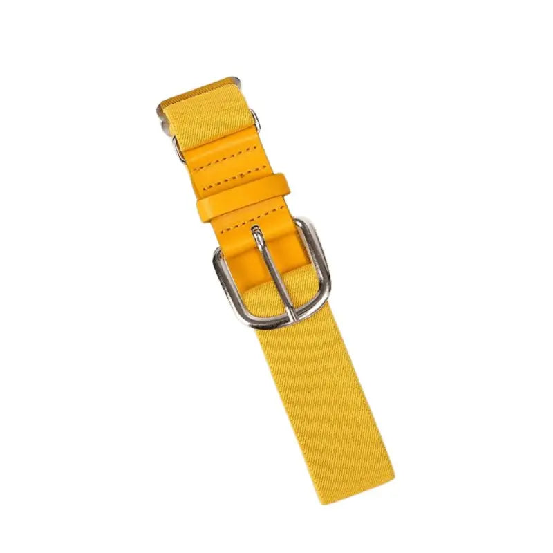 Yellow canvas belt with silver buckle from Colorful Elastic Belts for Casual Wear