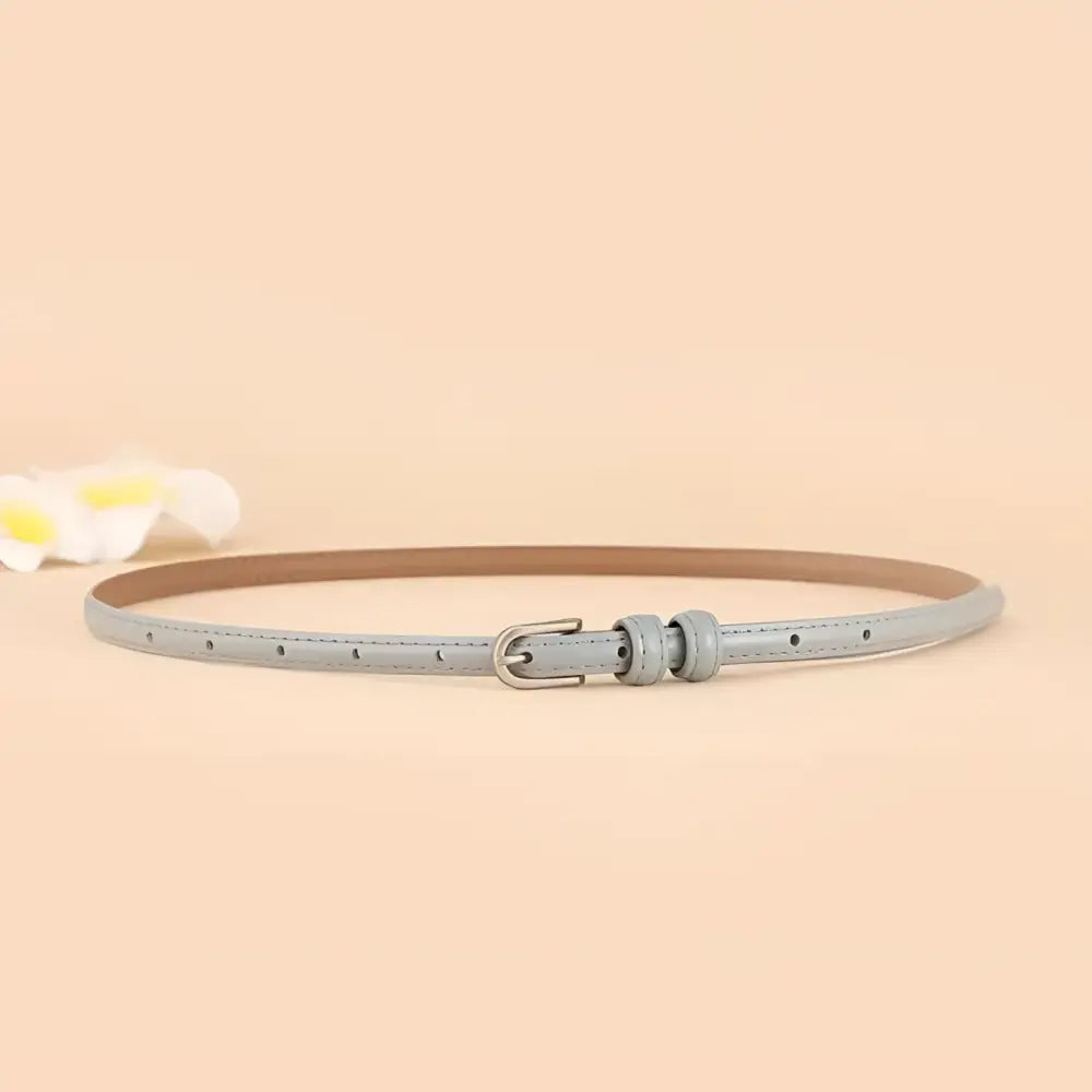 Gray leather belt with silver buckle from Diopy Leather Belts collection