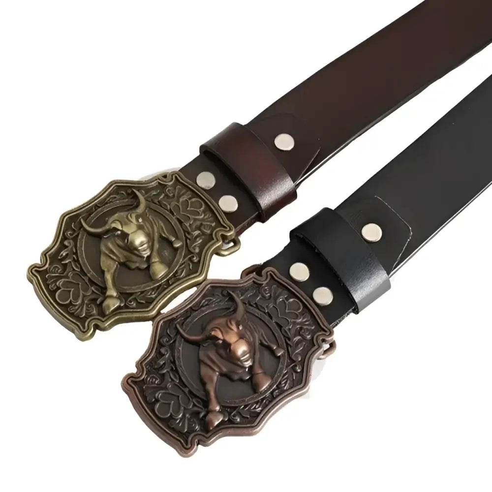 Eska Leather Belt with Bull Buckle showcasing a stylish leather belt accessory