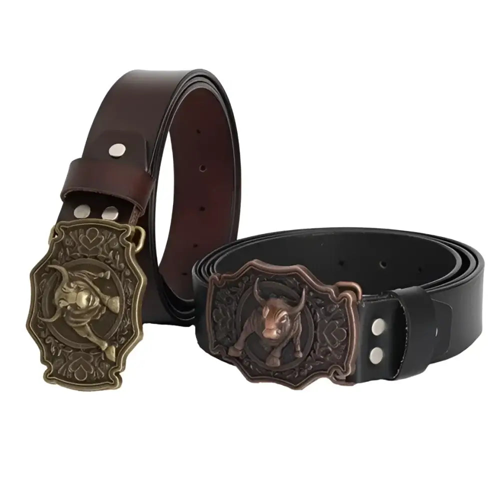 Eska Leather Belt with Bull Buckle showcasing stylish leather belt design