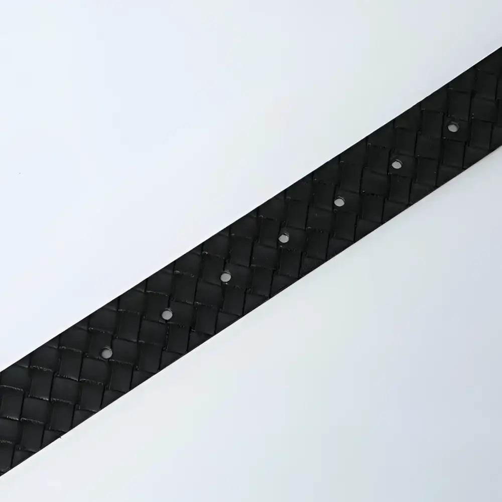 Faux leather woven belt with holes and square buckle in pastel and light blue colors