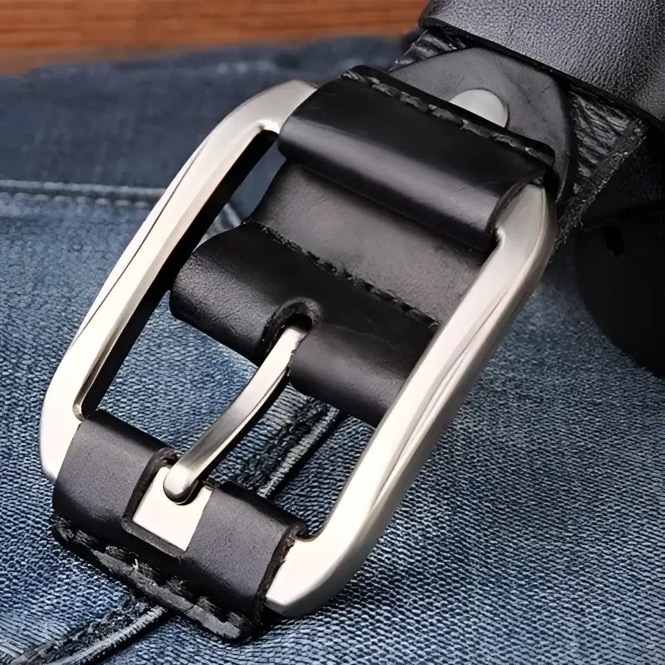 Genuine leather belt with silver buckle for everyday wear and stylish accessories