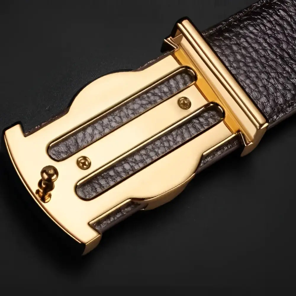 Giuseppe Model brown leather belt with gold-toned buckle for formal wear