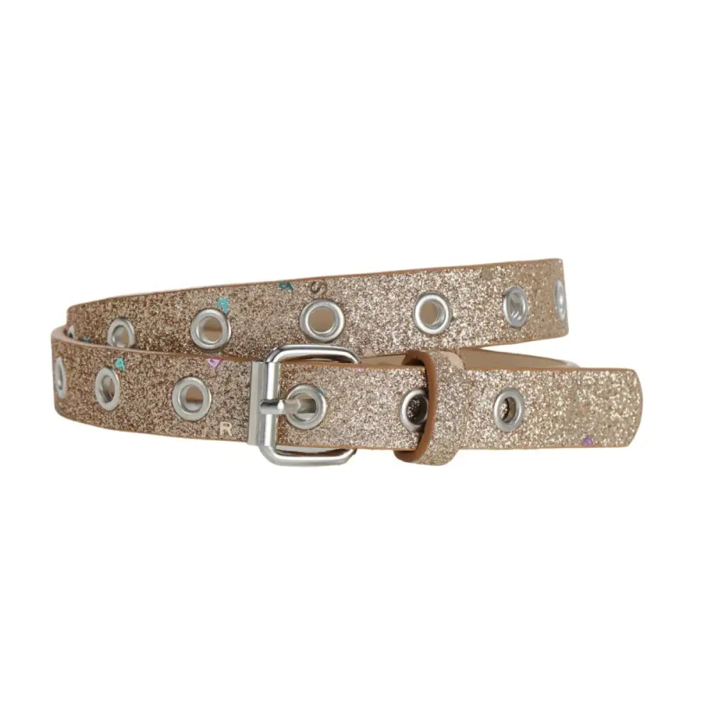 Glittery gold belt with grommets and silver buckle from Glittery Belts collection