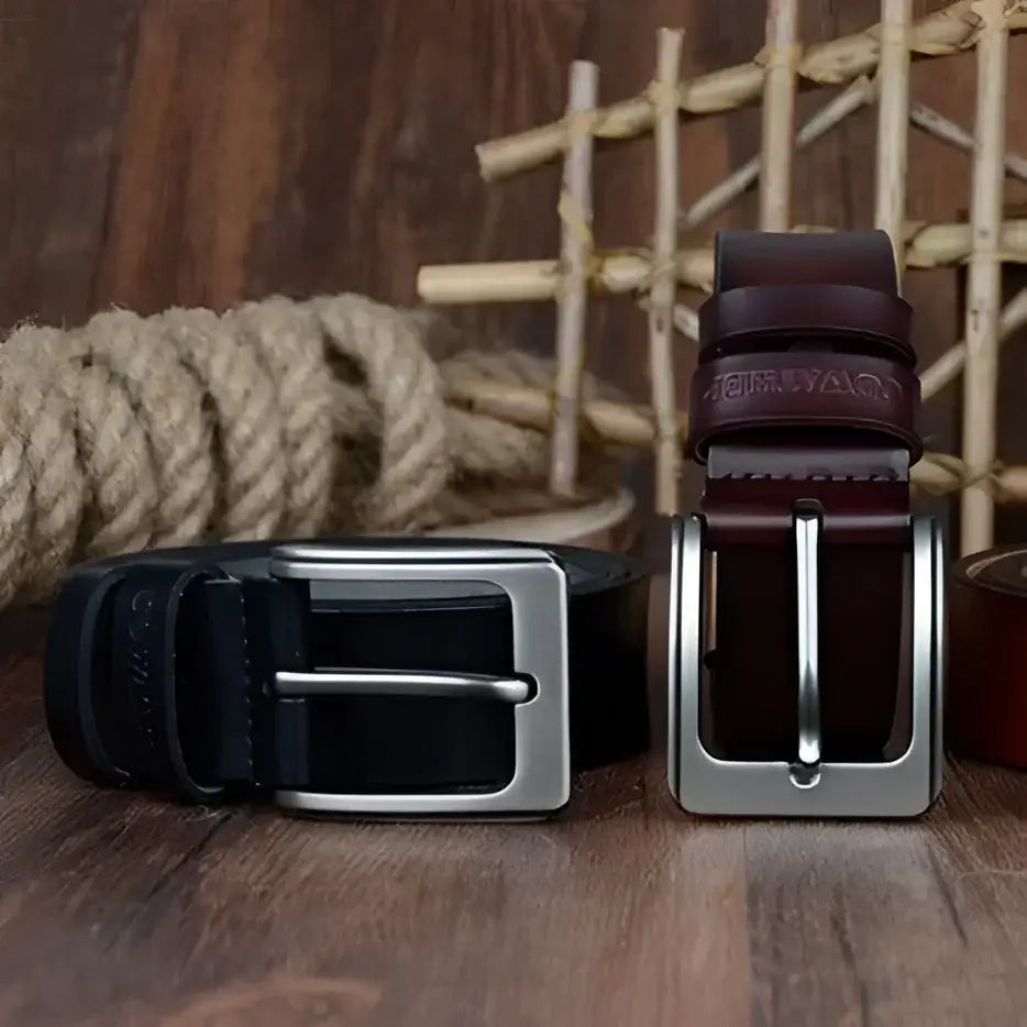 Goga Leather set of three brown belts with silver buckles for stylish men’s accessories