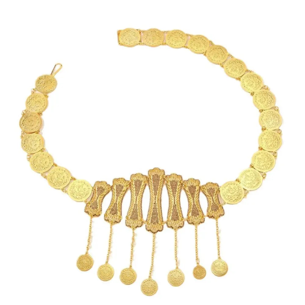Gold coin belt with dangling medallions Moroccan belly chain for stylish accessories