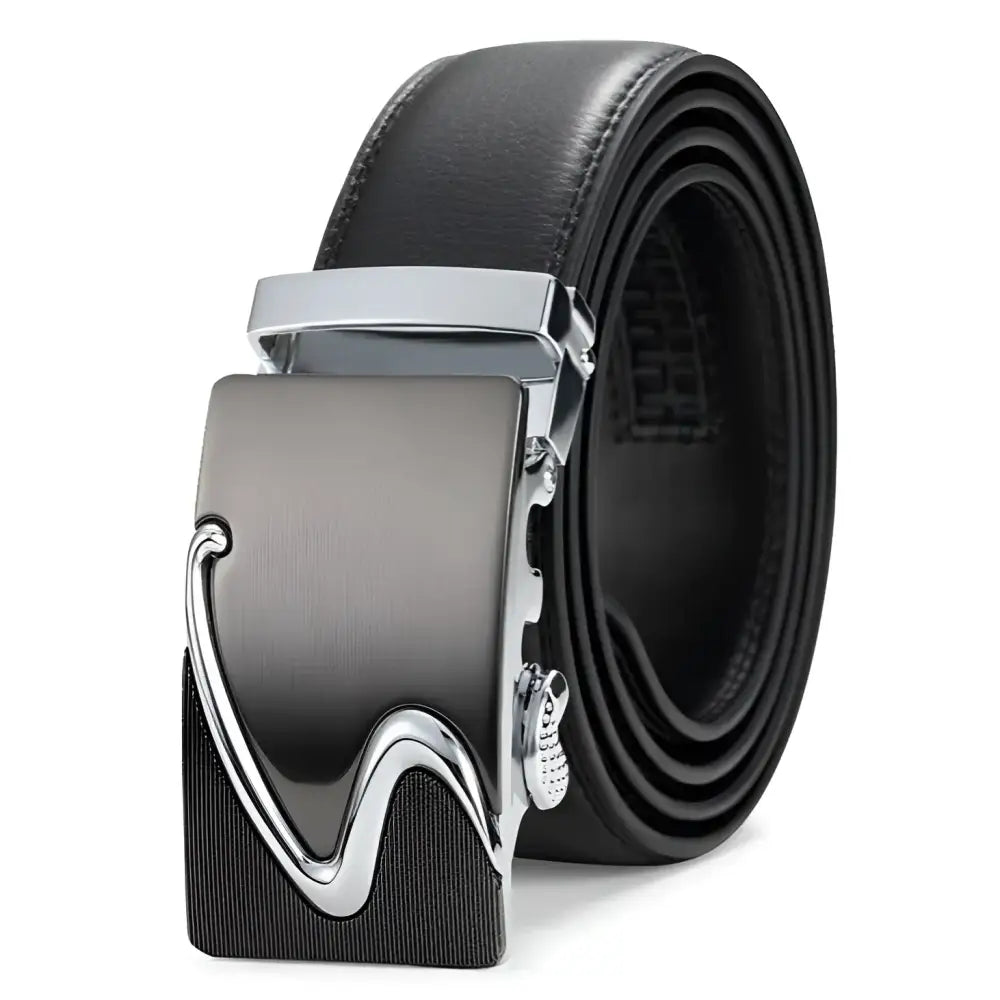 Iona Belt Black Leather Suit Belt with Silver Buckle for elegant formal wear
