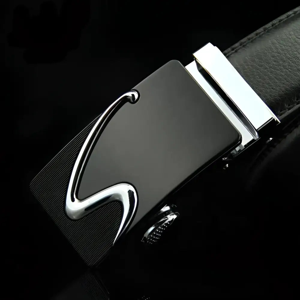 Iona Black Leather Suit Belt with Silver Buckle for elegant formal attire