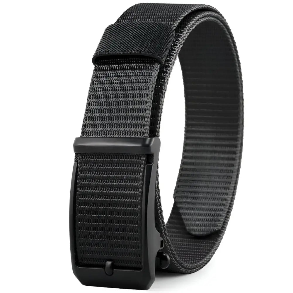 Black nylon web belt with metal buckle from Khaki Nylon Fabric Belt collection