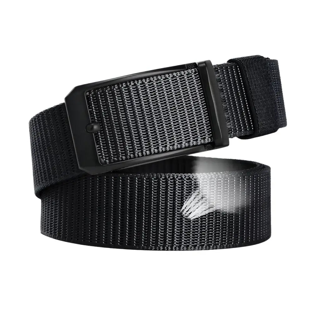 Black woven belt with textured metal buckle from Khaki Nylon Fabric Belt collection